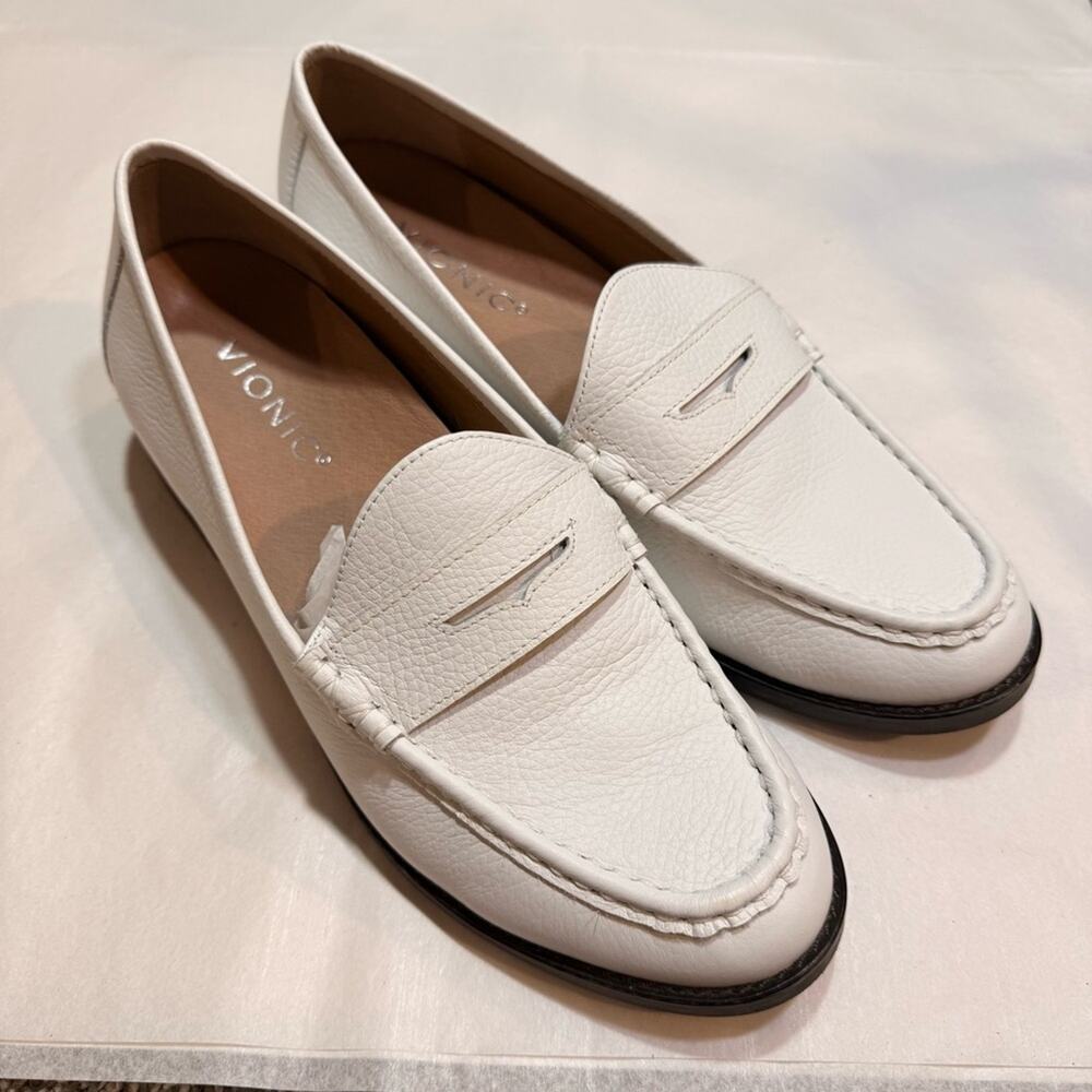 Vionic White Waverly Womens Office Minimalist Classic French Girl Chic Loafers 7